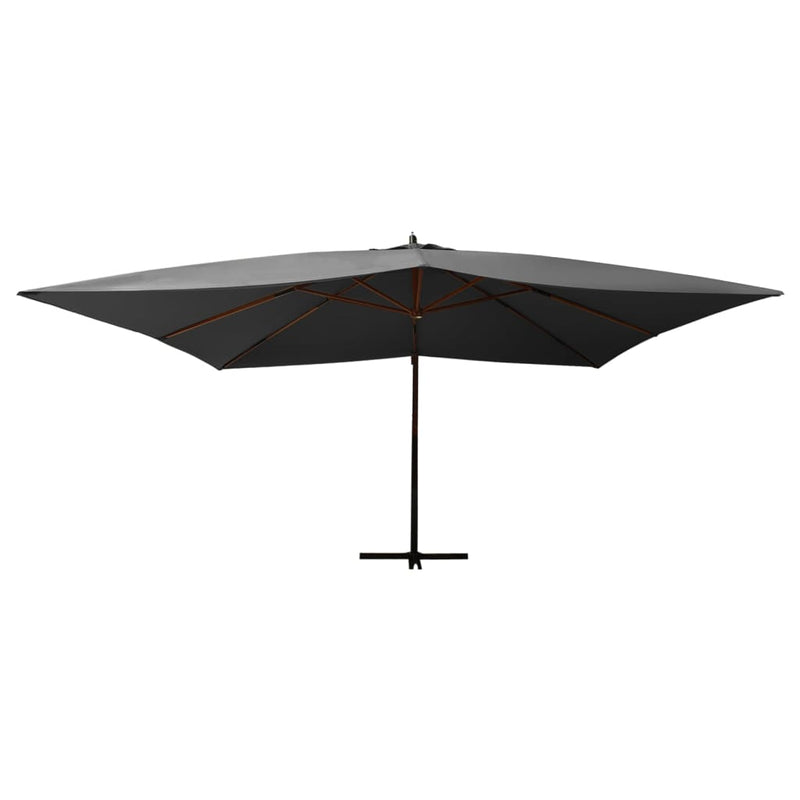vidaXL antracitszürke konzolos napernyő fa rúddal 400 x 300 cm