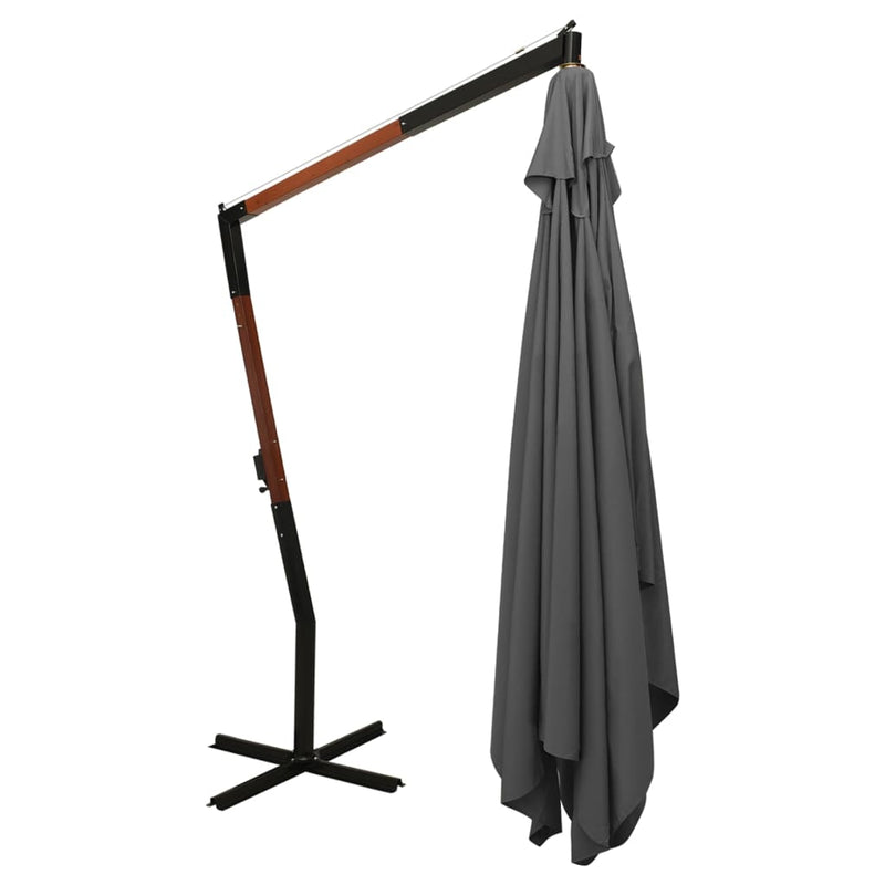 vidaXL antracitszürke konzolos napernyő fa rúddal 400 x 300 cm