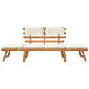 vidaXL 2 az 1-ben tömör akácfa kerti pad párnákkal 190 cm