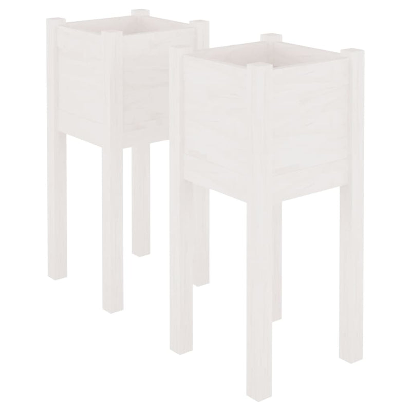 vidaXL 2 db fehér tömör fenyőfa kerti virágtartó 31 x 31 x 70 cm