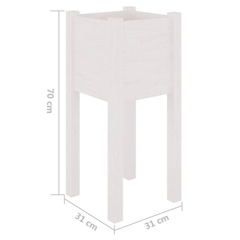 vidaXL 2 db fehér tömör fenyőfa kerti virágtartó 31 x 31 x 70 cm