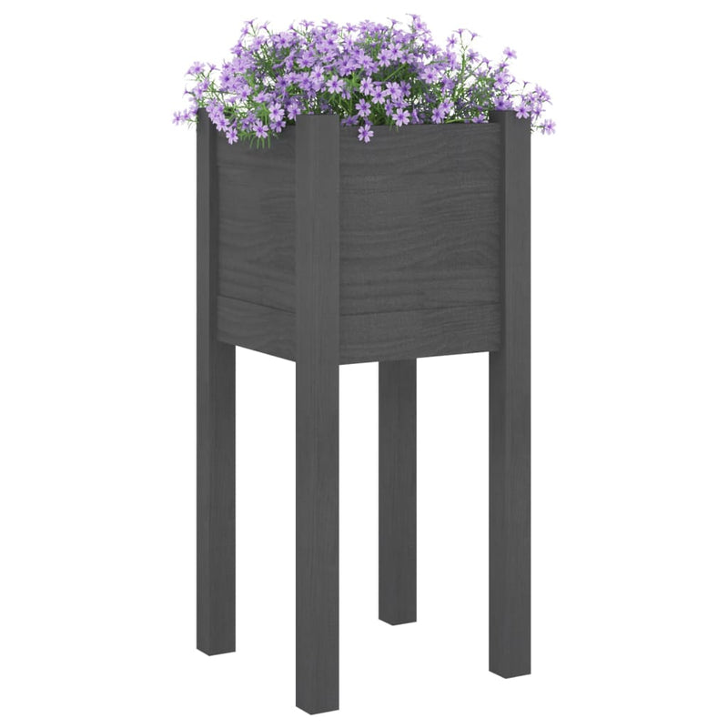 vidaXL szürke tömör fenyőfa kerti virágtartó 31 x 31 x 70 cm