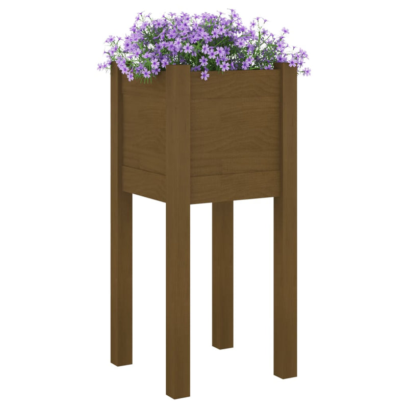 vidaXL mézbarna tömör fenyőfa kerti virágtartó 31 x 31 x 70 cm