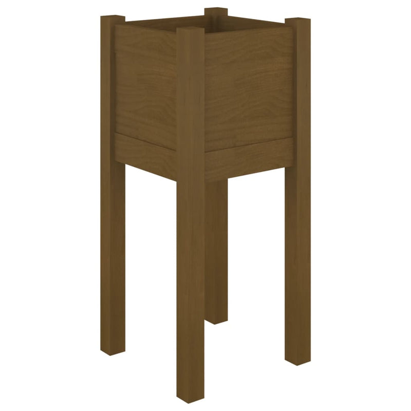 vidaXL 2 db mézbarna tömör fenyőfa kerti virágtartó 31 x 31 x 70 cm