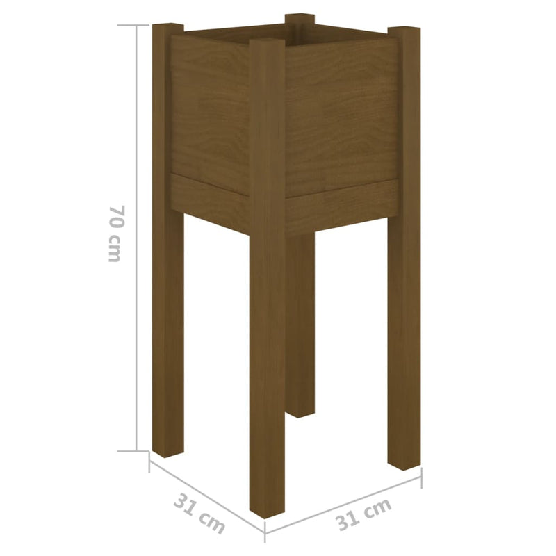 vidaXL 2 db mézbarna tömör fenyőfa kerti virágtartó 31 x 31 x 70 cm