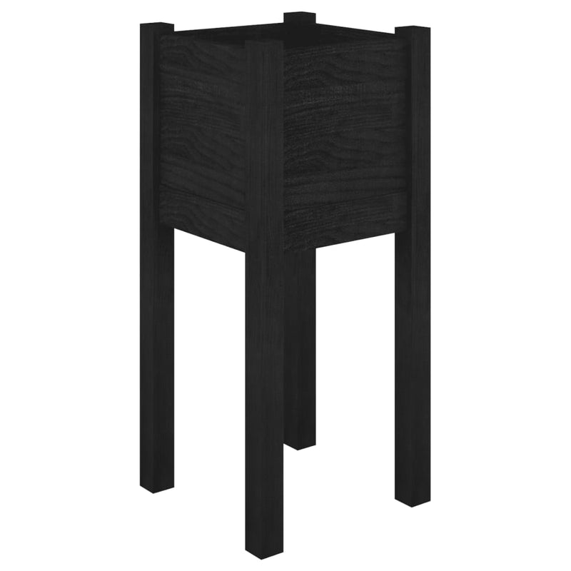 vidaXL 2 db fekete tömör fenyőfa kerti virágtartó 31 x 31 x 70 cm