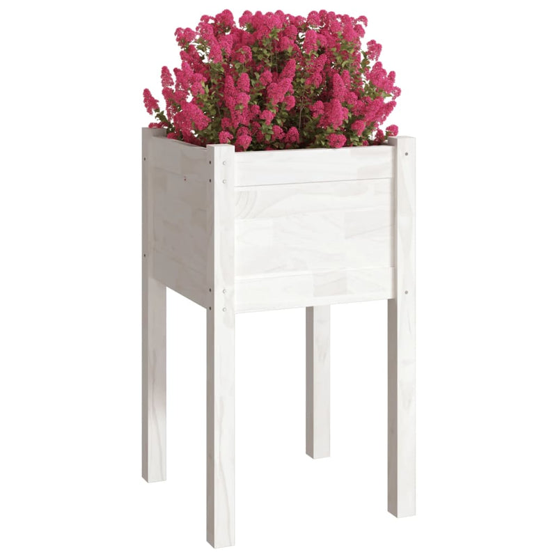 vidaXL 2 db fehér tömör fenyőfa kerti virágtartó 40 x 40 x 70 cm