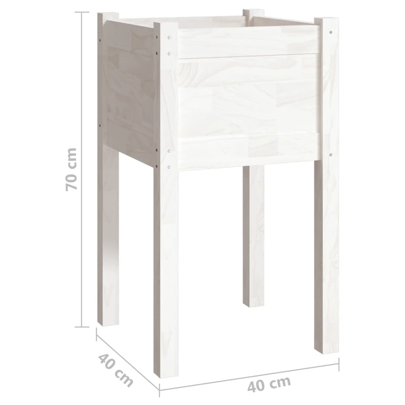 vidaXL 2 db fehér tömör fenyőfa kerti virágtartó 40 x 40 x 70 cm