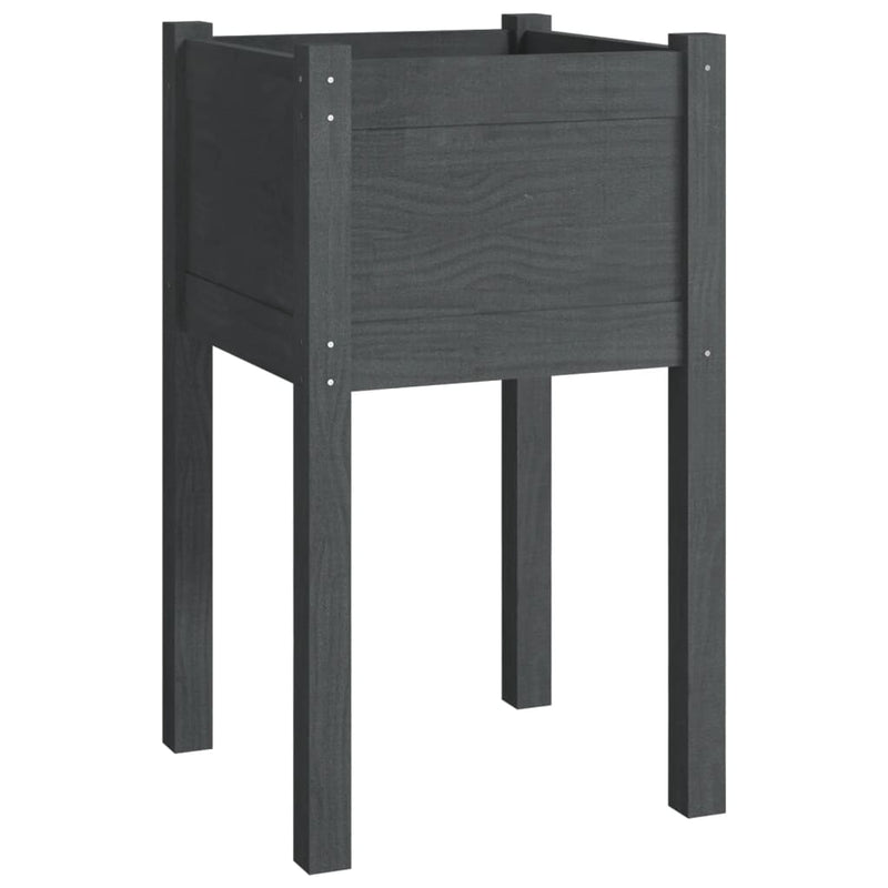 vidaXL 2 db szürke tömör fenyőfa kerti virágtartó 40 x 40 x 70 cm