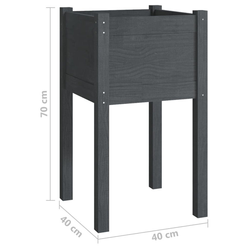 vidaXL 2 db szürke tömör fenyőfa kerti virágtartó 40 x 40 x 70 cm
