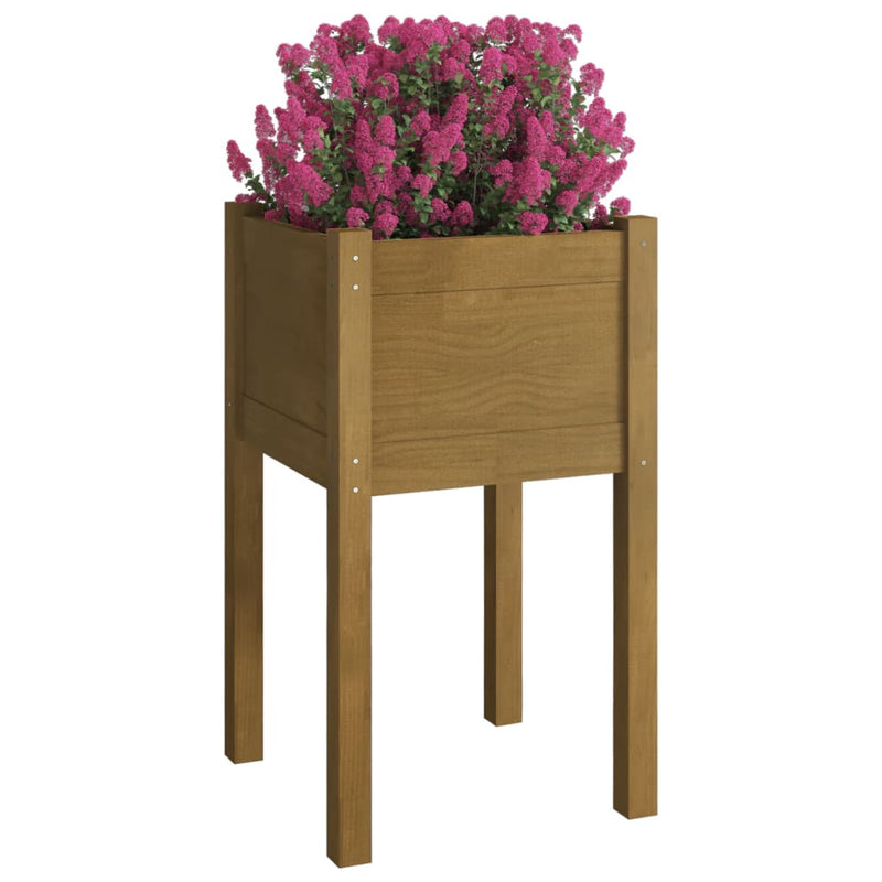 vidaXL mézbarna tömör fenyőfa kerti virágtartó 40 x 40 x 70 cm