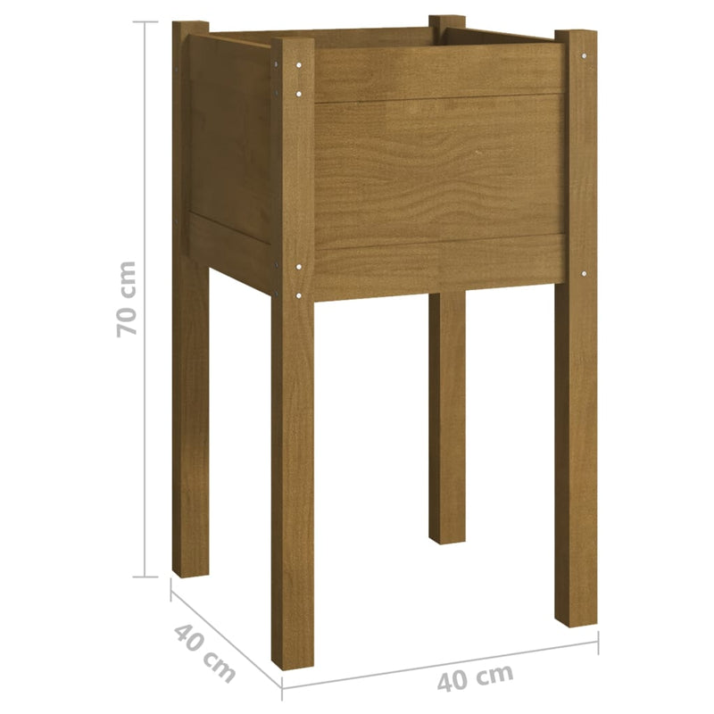 vidaXL 2 db mézbarna tömör fenyőfa kerti virágtartó 40 x 40 x 70 cm