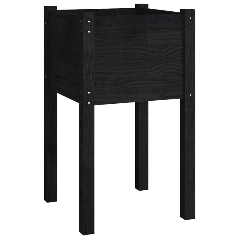vidaXL fekete tömör fenyőfa kerti virágtartó 40 x 40 x 70 cm