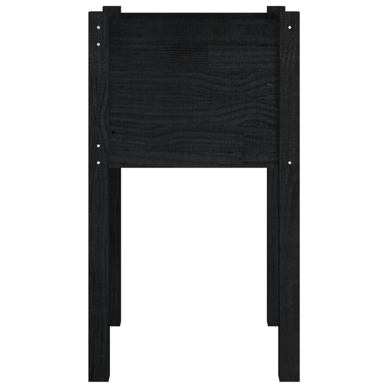 vidaXL fekete tömör fenyőfa kerti virágtartó 40 x 40 x 70 cm