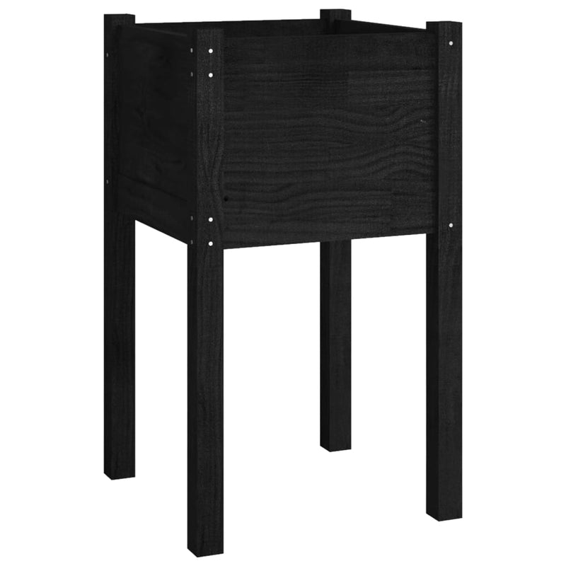 vidaXL 2 db fekete tömör fenyőfa kerti virágtartó 40 x 40 x 70 cm