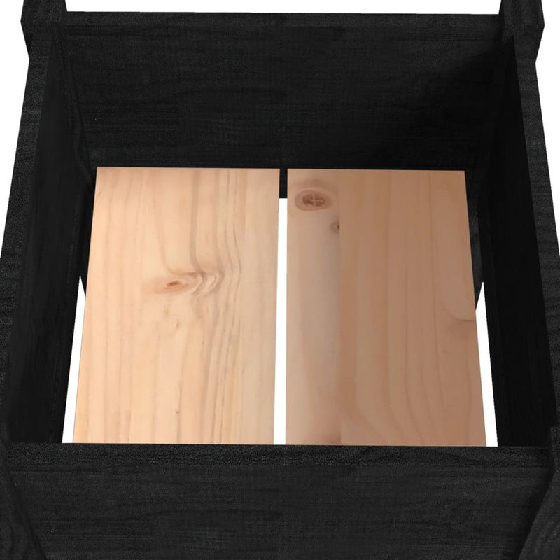 vidaXL 2 db fekete tömör fenyőfa kerti virágtartó 40 x 40 x 70 cm
