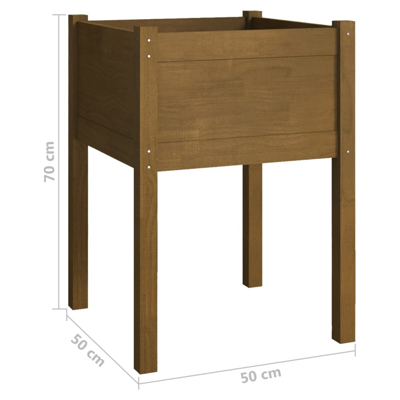 vidaXL 2 db mézbarna tömör fenyőfa kerti virágtartó 50 x 50 x 70 cm