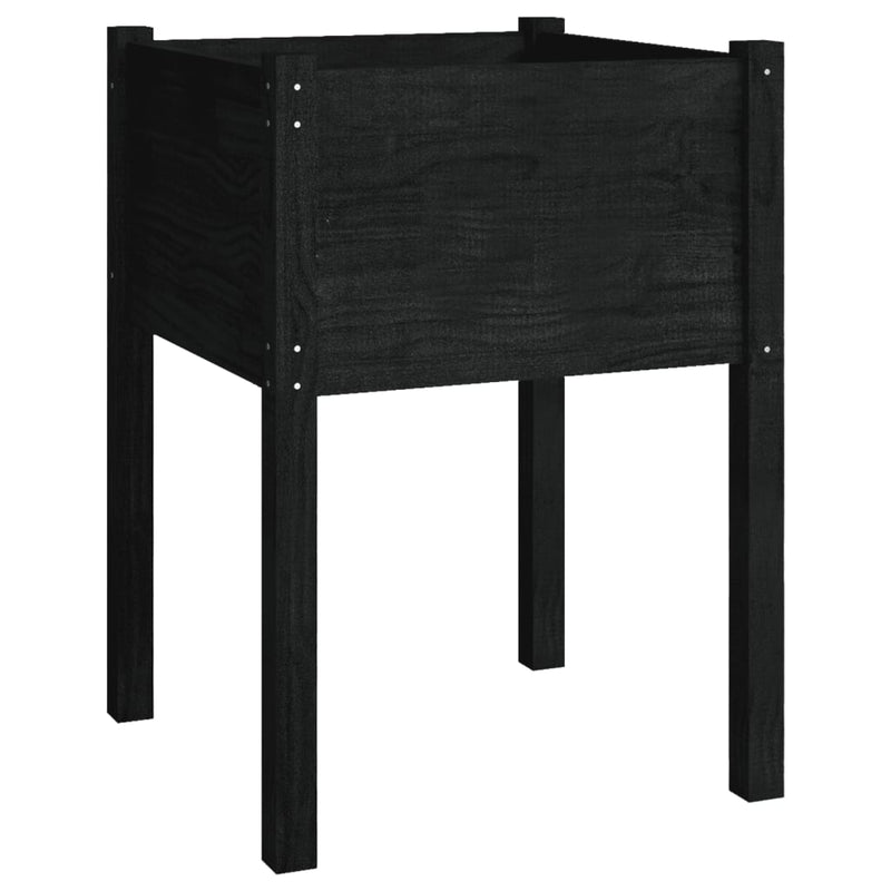 vidaXL fekete tömör fenyőfa kerti virágtartó 50 x 50 x 70 cm