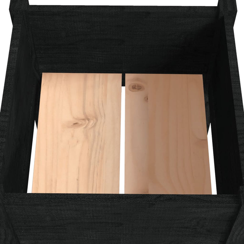 vidaXL fekete tömör fenyőfa kerti virágtartó 50 x 50 x 70 cm