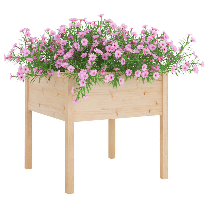 vidaXL tömör fenyőfa kerti virágtartó 70 x 70 x 70 cm
