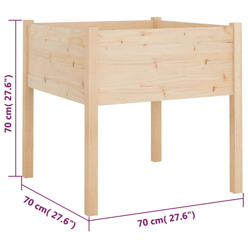 vidaXL tömör fenyőfa kerti virágtartó 70 x 70 x 70 cm