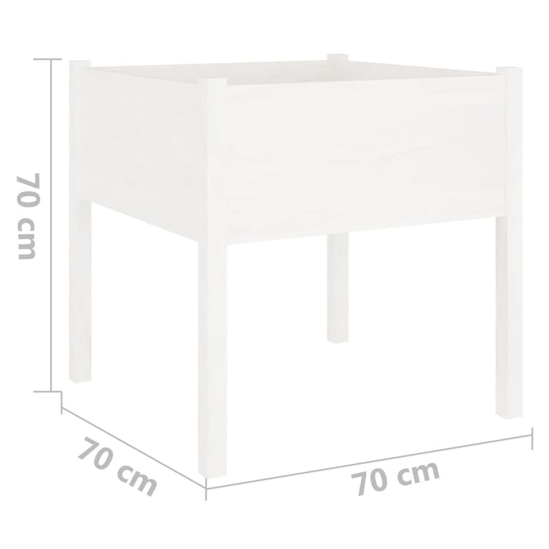 vidaXL fehér tömör fenyő virágláda 70x70x70 cm