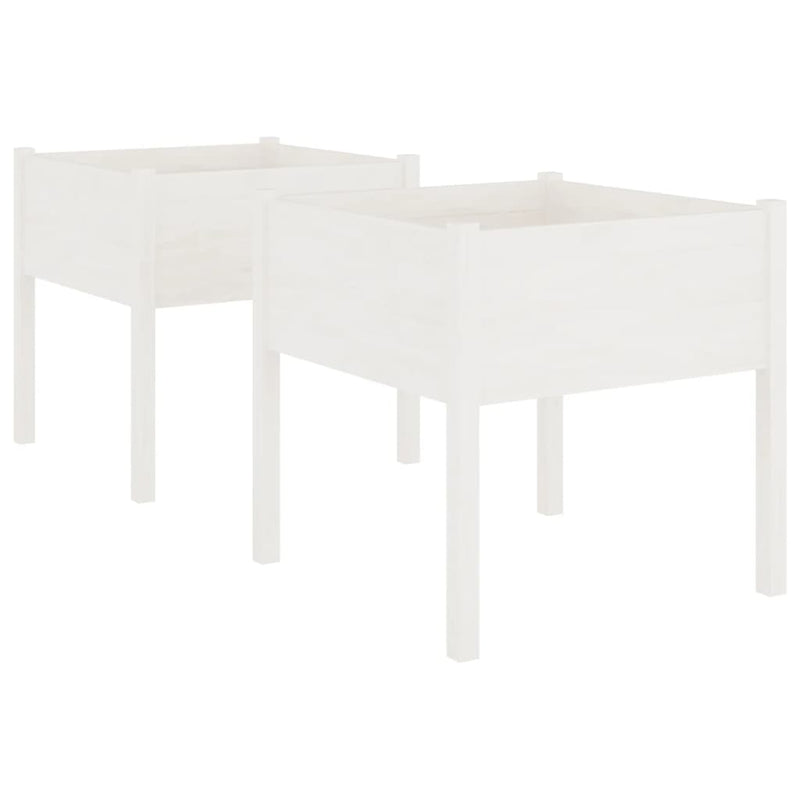 vidaXL 2 db fehér tömör fenyőfa kerti virágtartó 70 x 70 x 70 cm
