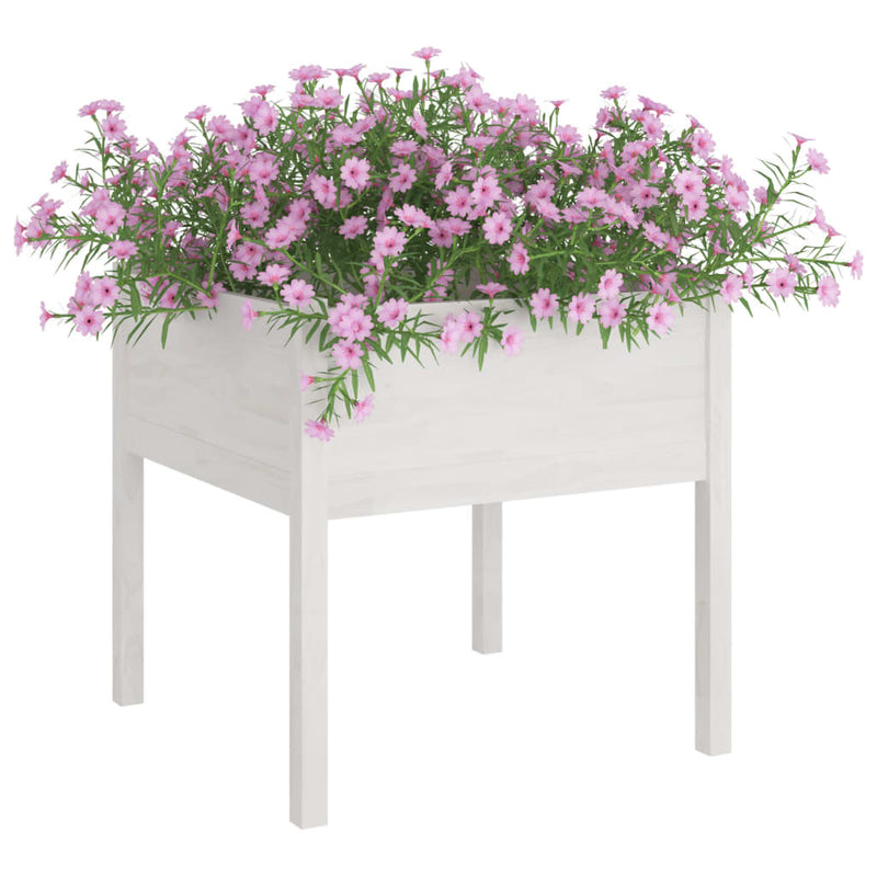 vidaXL 2 db fehér tömör fenyőfa kerti virágtartó 70 x 70 x 70 cm