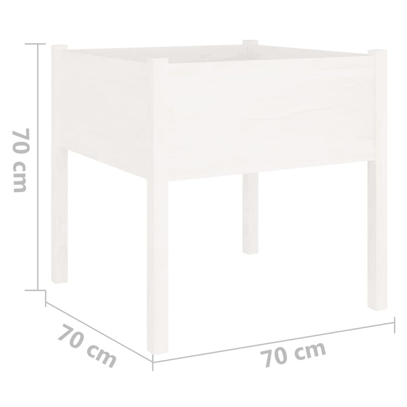 vidaXL 2 db fehér tömör fenyőfa kerti virágtartó 70 x 70 x 70 cm