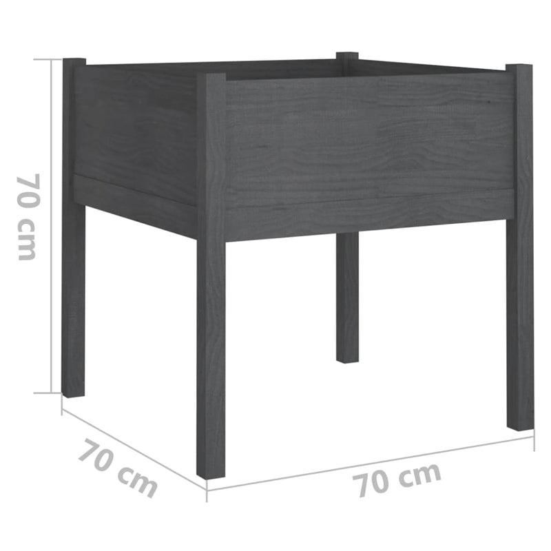 vidaXL 2 db szürke tömör fenyőfa kerti virágtartó 70 x 70 x 70 cm