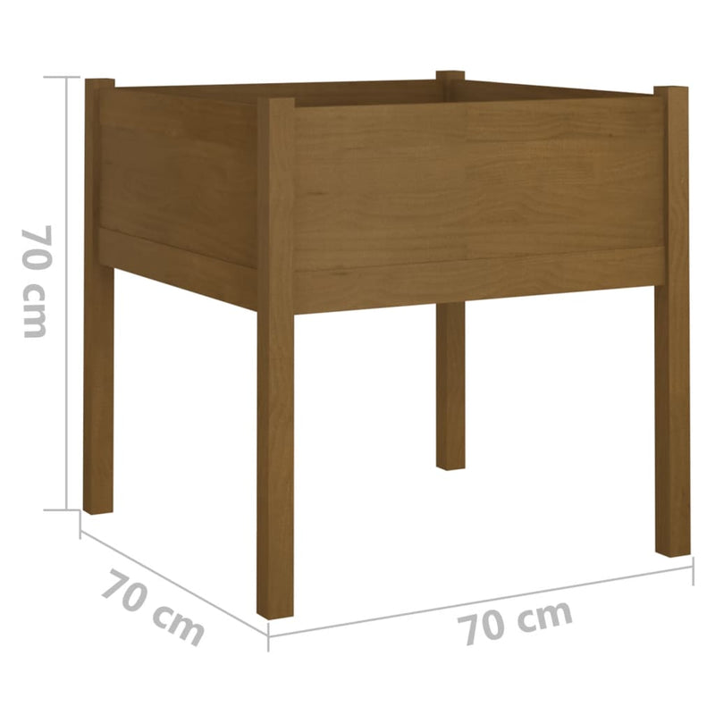 vidaXL 2 db mézbarna tömör fenyőfa kerti virágtartó 70 x 70 x 70 cm
