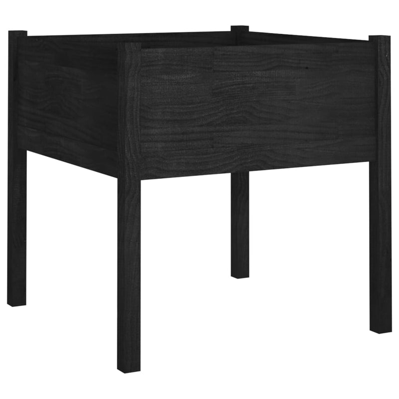 vidaXL fekete tömör fenyőfa virágtartó 70 x 70 x 70 cm