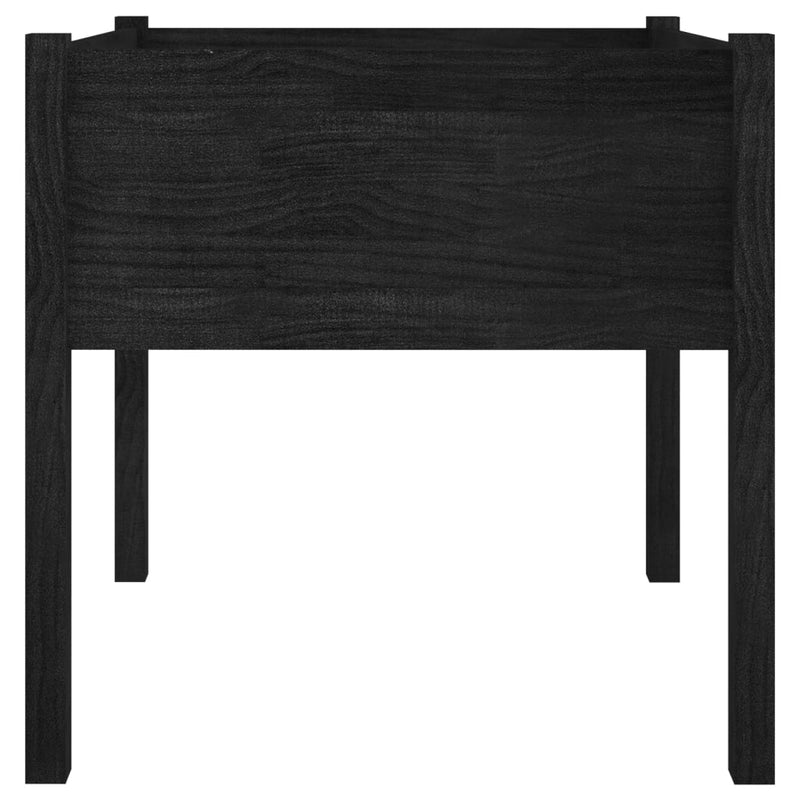 vidaXL fekete tömör fenyőfa virágtartó 70 x 70 x 70 cm