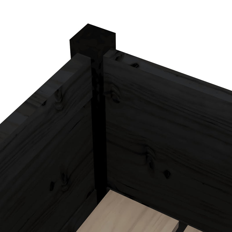 vidaXL fekete tömör fenyőfa virágtartó 70 x 70 x 70 cm