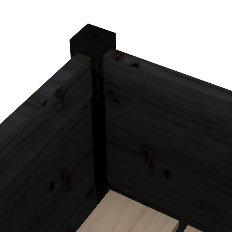 vidaXL 2 db fekete tömör fenyőfa kerti virágtartó 70 x 70 x 70 cm