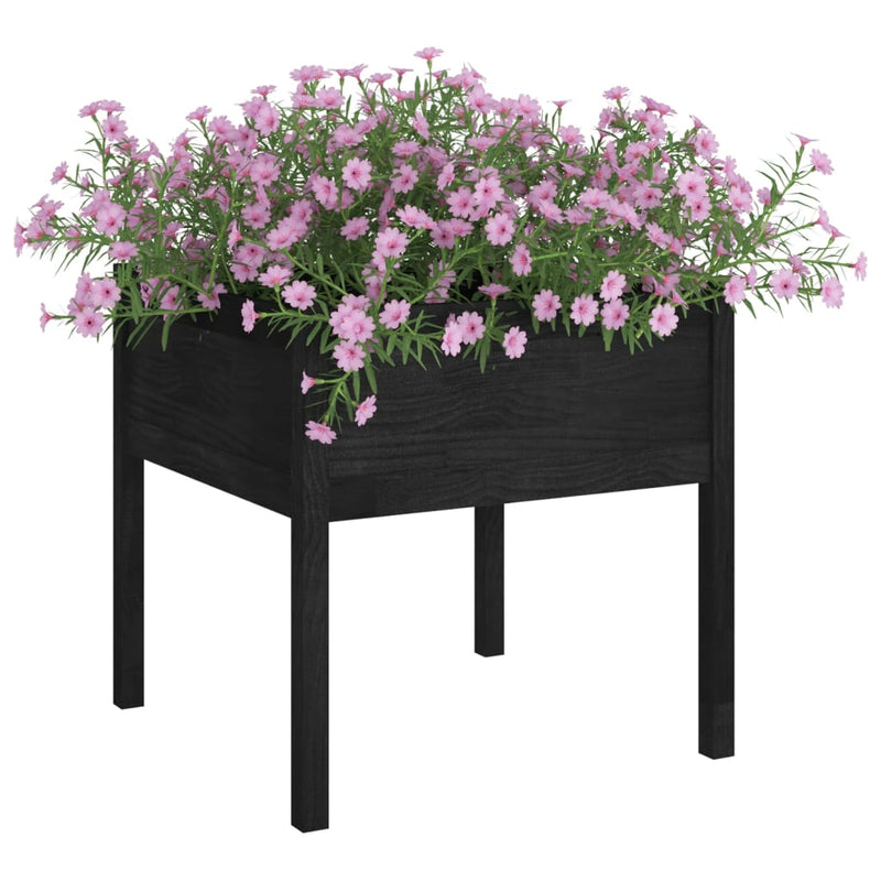 vidaXL 2 db fekete tömör fenyőfa kerti virágtartó 70 x 70 x 70 cm
