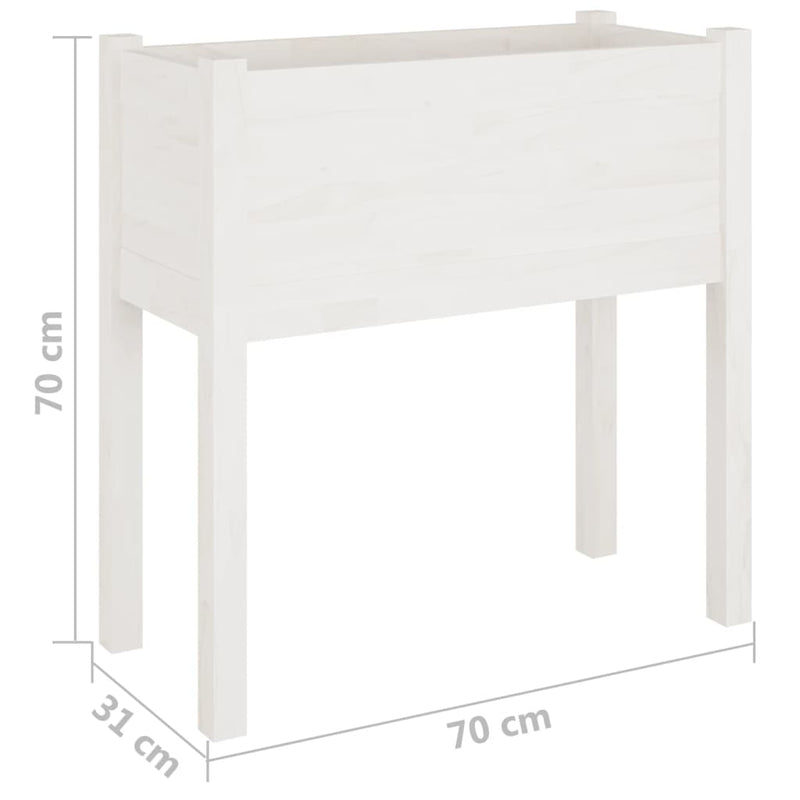 vidaXL 2 db fehér tömör fenyőfa kerti virágtartó 70 x 31 x 70 cm