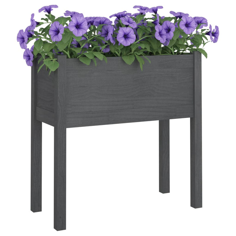 vidaXL szürke tömör fenyőfa kerti virágtartó 70 x 31 x 70 cm