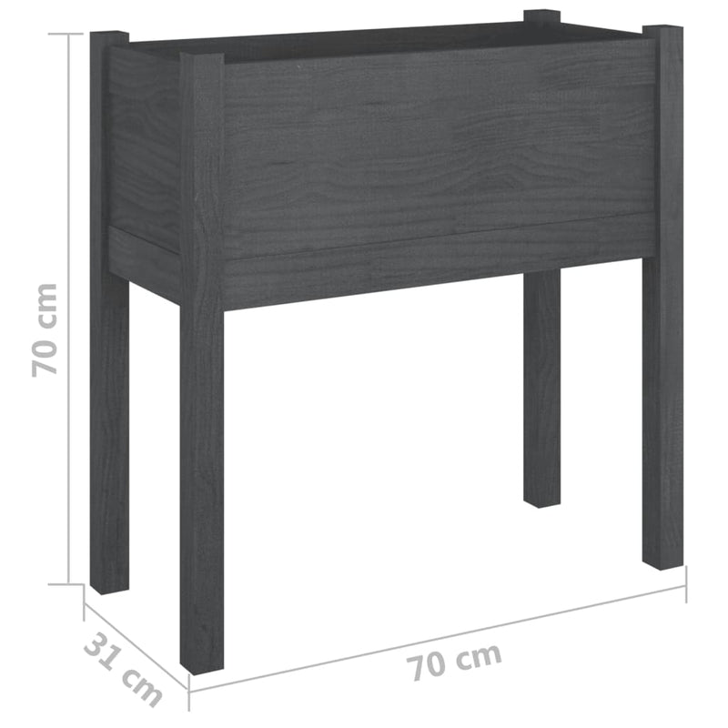 vidaXL szürke tömör fenyőfa kerti virágtartó 70 x 31 x 70 cm