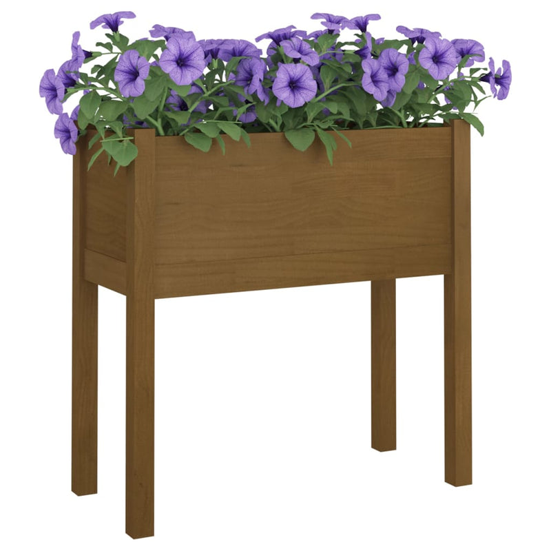 vidaXL mézbarna tömör fenyőfa kerti virágtartó 70 x 31 x 70 cm