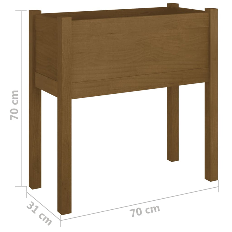vidaXL mézbarna tömör fenyőfa kerti virágtartó 70 x 31 x 70 cm