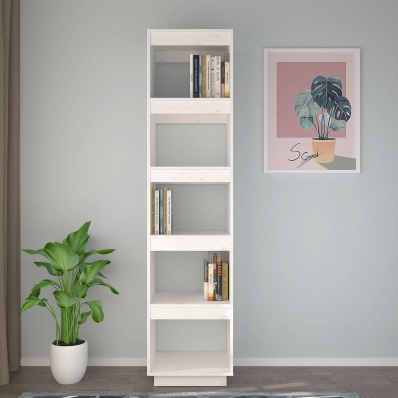 vidaXL fehér tömör fenyőfa könyvszekrény/térelválasztó 40x35x167 cm