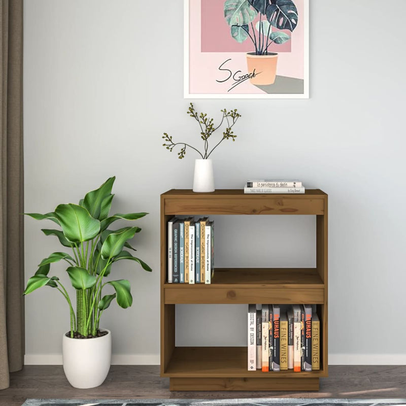 vidaXL mézbarna tömör fenyőfa könyvszekrény 60 x 35 x 71 cm