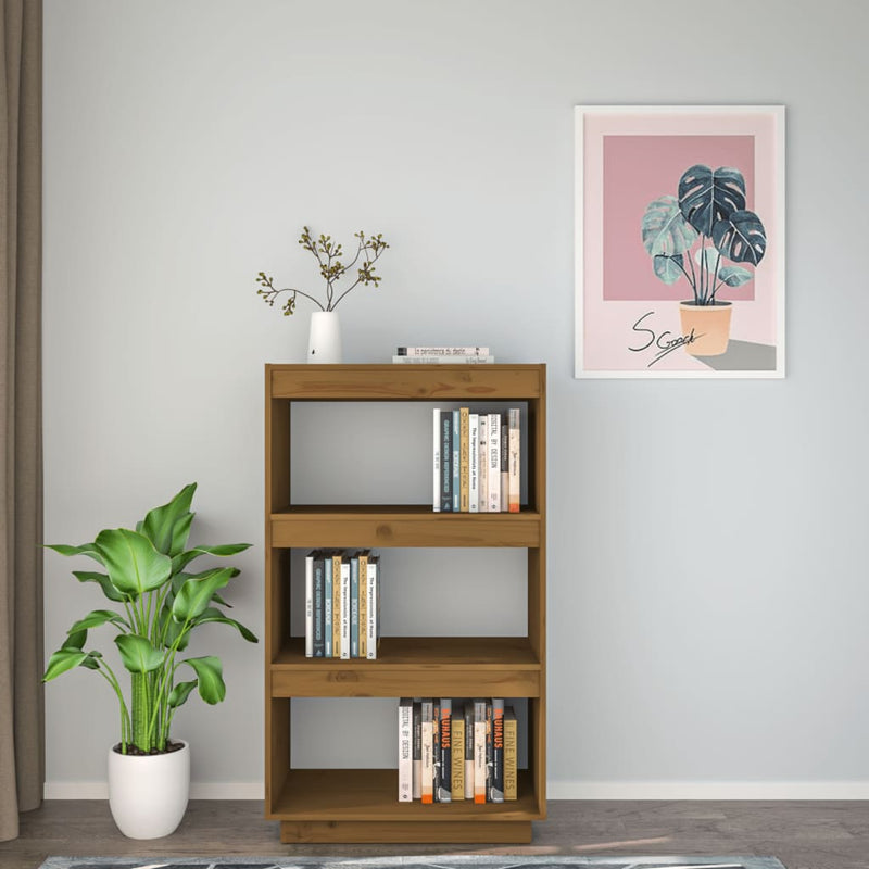 vidaXL mézbarna tömör fenyőfa könyvszekrény/térelválasztó 60x35x103 cm
