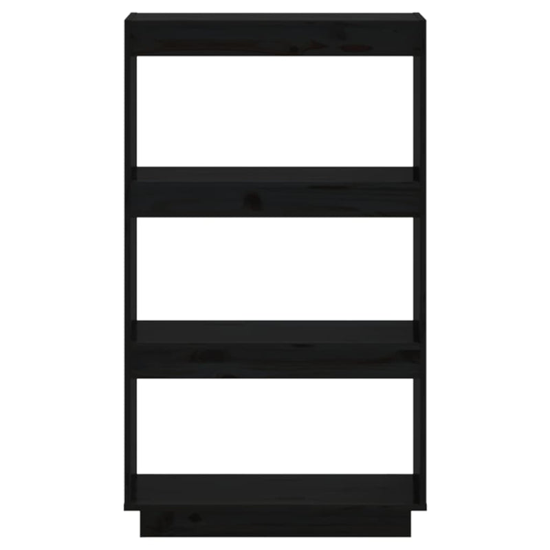 vidaXL fekete tömör fenyőfa könyvszekrény/térelválasztó 60x35x103 cm