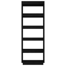 vidaXL fekete tömör fenyőfa könyvszekrény/térelválasztó 60x35x167 cm
