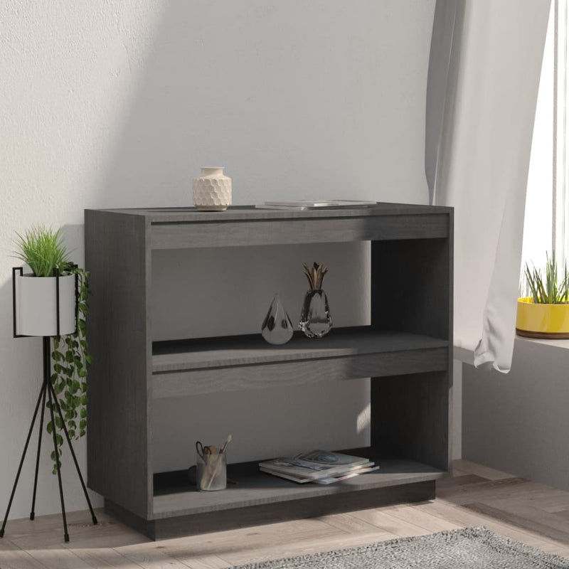 vidaXL szürke tömör fenyőfa könyvszekrény 80 x 35 x 71 cm