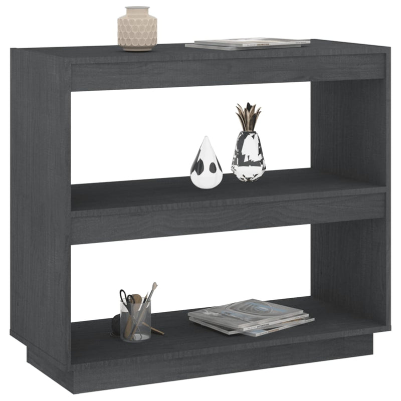 vidaXL szürke tömör fenyőfa könyvszekrény 80 x 35 x 71 cm