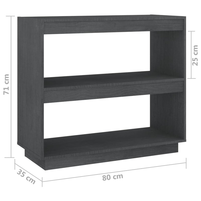 vidaXL szürke tömör fenyőfa könyvszekrény 80 x 35 x 71 cm
