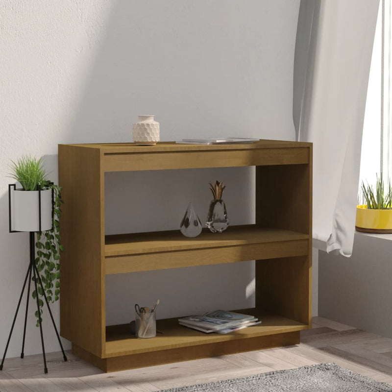 vidaXL mézbarna tömör fenyőfa könyvszekrény 80 x 35 x 71 cm